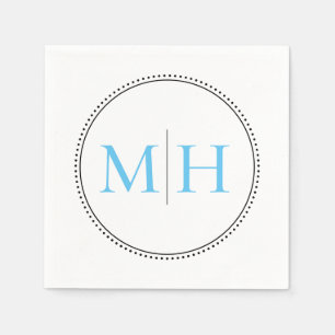 Guardanapo De Papel Casamento de Monograma Azul do Céu Minimalista Ele