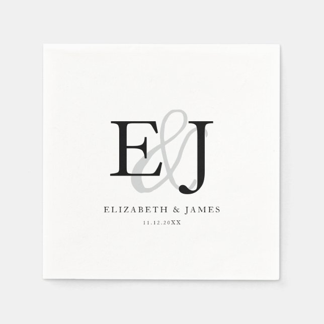 Guardanapo De Papel Casamento de Monograma Clássico de Ampersand Elega (Frente)