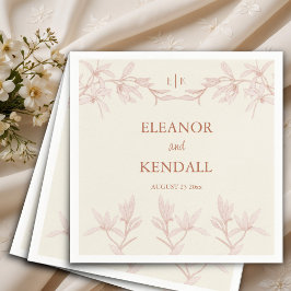 Guardanapo De Papel Casamento de Monograma da Flor do eterno