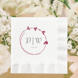 Guardanapo De Papel Casamento de Monograma da Verruga Simples do Coraç