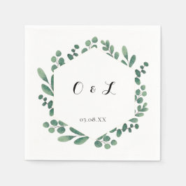 Guardanapo De Papel Casamento de Monograma de Caligrafia Moderna Eucal