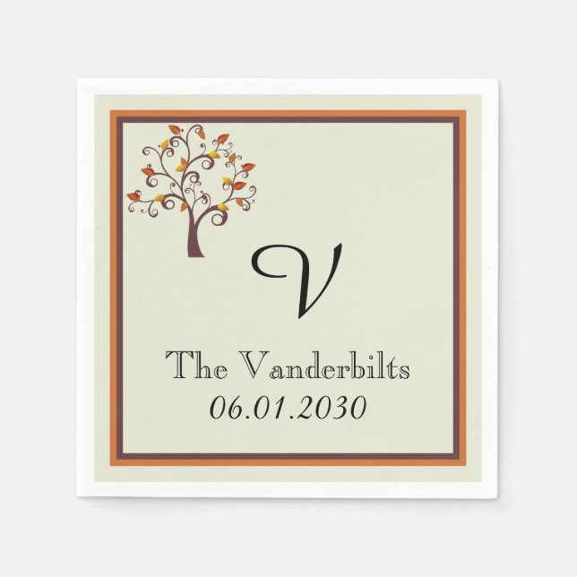 Guardanapo De Papel Casamento de Monograma de Casamento de Casamento d (Frente)