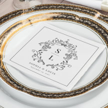 Casamento de Monograma de Crista Barroca Elegante