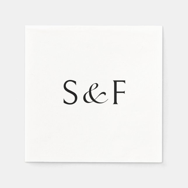 Guardanapo De Papel Casamento de Monograma de Letra Cursiva Minimalist (Frente)