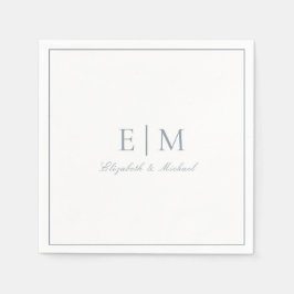 Guardanapo De Papel Casamento de Monograma de Script Clássico Azul Ele
