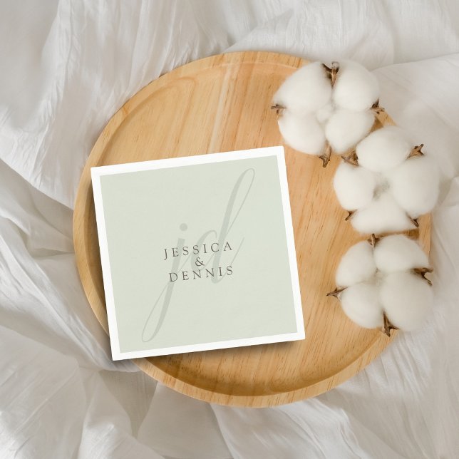 Guardanapo De Papel Casamento de Monograma de Script Mínimo Moderno El (Criador carregado)