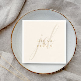 Guardanapo De Papel Casamento de Monograma de Script Mínimo Moderno El