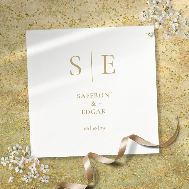 Guardanapo De Papel Casamento de Monograma Dourado Moderno Elegante (Elegant Modern Gold Monogram Wedding Napkins)