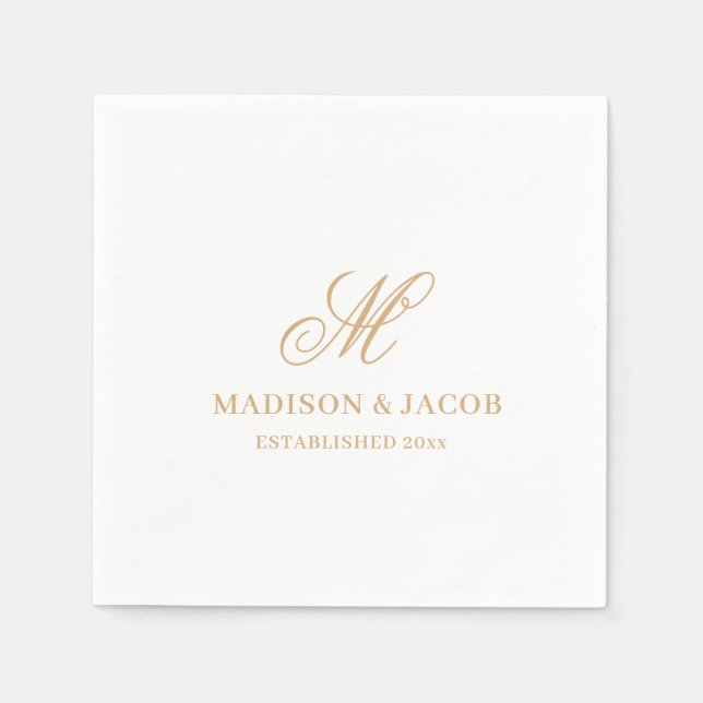 Guardanapo De Papel Casamento de Monograma Elegante (Frente)