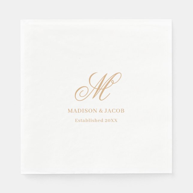 Guardanapo De Papel Casamento de Monograma Elegante (Frente)