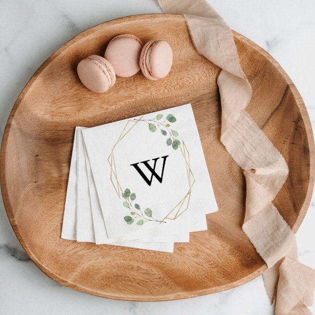 Guardanapo De Papel Casamento de Monograma Geométrico Dourado (Criador carregado)