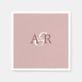 Guardanapo De Papel Casamento de Monograma Inicial de Dusty Rosa Minim