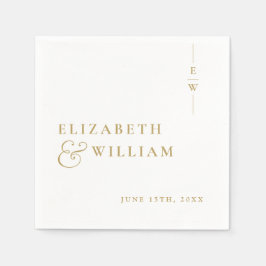 Guardanapo De Papel Casamento de Monograma Minimalista Elegante Dourad