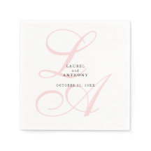 Casamento de Monograma Rosa Elegante Napkins