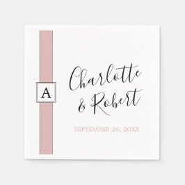 Guardanapo De Papel Casamento de Monograma Rosa-Rosa personalizado