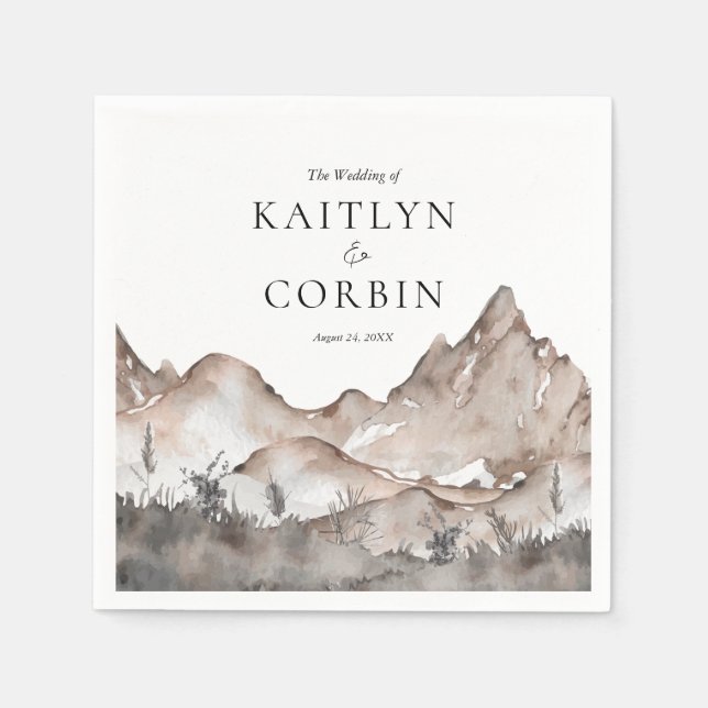 Guardanapo De Papel Casamento de Montanha Neutral em Tone Napkins (Frente)