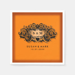 Guardanapo De Papel Casamento de Napkins - Halloween Orange & Black