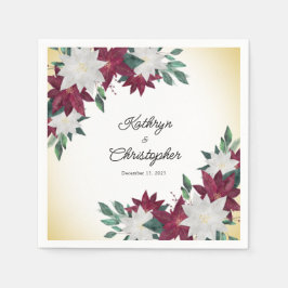 Guardanapo De Papel Casamento de Natal Burgundy & White Poinsettias