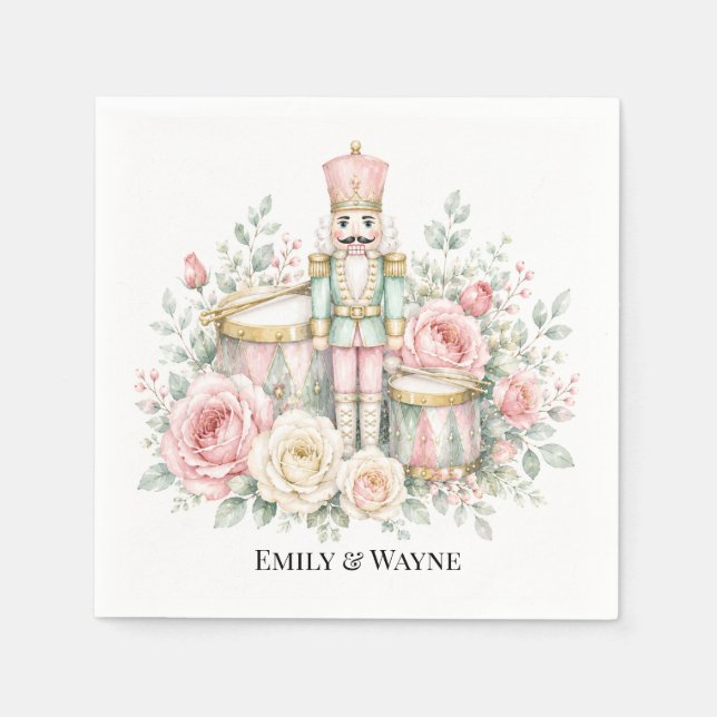 Guardanapo De Papel Casamento de Natal com Quebra-Nozes Pastel (Frente)