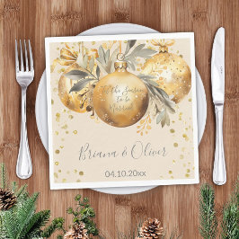 Guardanapo De Papel Casamento de Natal Dourado Beige