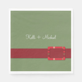 Guardanapo De Papel Casamento de Natal entre Crimson e Evergreen