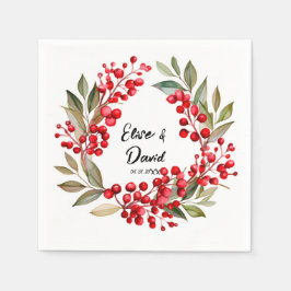 Guardanapo De Papel Casamento de Natal Red Berry Wreath