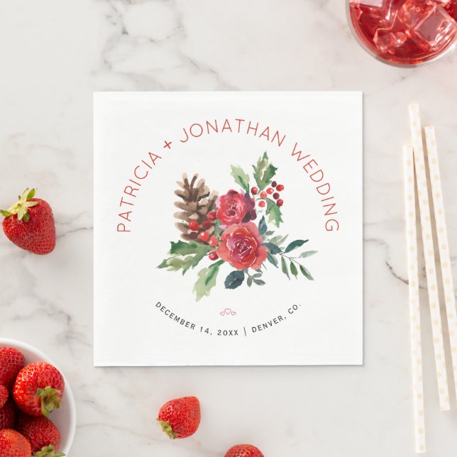 Guardanapo De Papel Casamento de Natal russo com aquarela floral (Insitu)