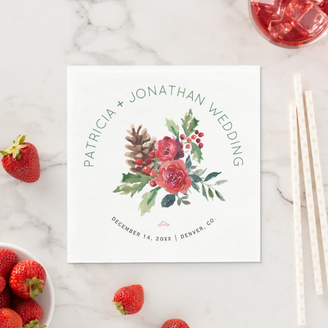 Guardanapo De Papel Casamento de Natal russo com aquarela floral (Insitu)