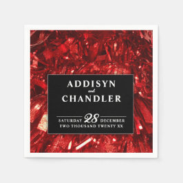 Guardanapo De Papel Casamento de Natal Vermelho Negro e Branco Moderno