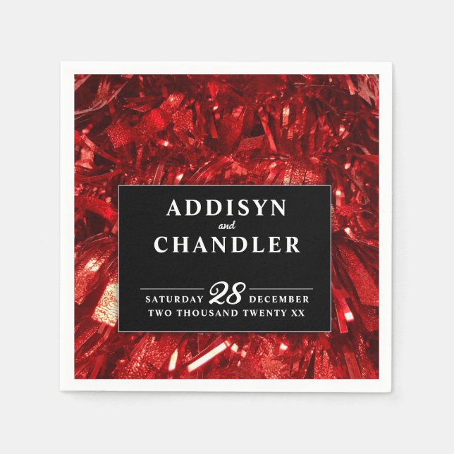 Guardanapo De Papel Casamento de Natal Vermelho Negro e Branco Moderno (Frente)