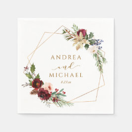 Guardanapo De Papel Casamento de Natal Wreath Red Wreath Watercolor