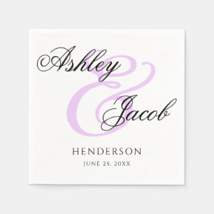 Guardanapo De Papel Casamento de Nome Personalizado Mínimo Leve e Puro
