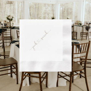 Guardanapo De Papel Casamento de Nomes de Fontes Douradas Personalizad
