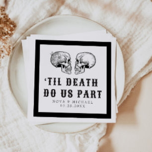 Guardanapo De Papel Casamento de NOVA Gothic Floral Skull Til Death