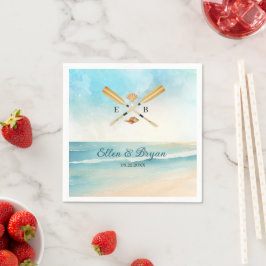 Guardanapo De Papel Casamento de Oars de Praia de Watercolor