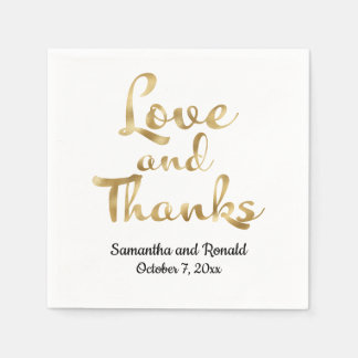 Guardanapo De Papel Casamento de Obrigados e Amor Minimalista Branco e