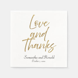 Guardanapo De Papel Casamento de Obrigados e Amor Minimalista Branco e