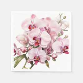 Guardanapo De Papel Casamento de Orquídeas Rosa e Branca