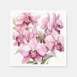 Guardanapo De Papel Casamento de Orquídeas Rosa e Branco