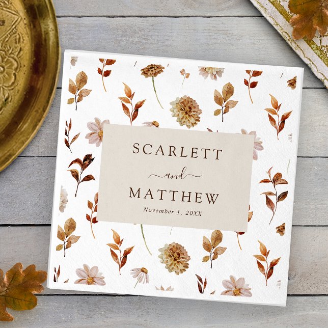 Guardanapo De Papel Casamento de Outono (White Fall Leaves Wedding Napkins by Painted Paperie
)