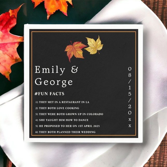 Guardanapo De Papel Casamento de outono de Chic Elegante deixa outono  (Criador carregado)