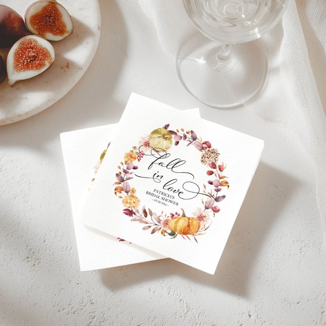 Guardanapo De Papel Casamento de Outono Folhas de Abóbora Amor (Criador carregado)