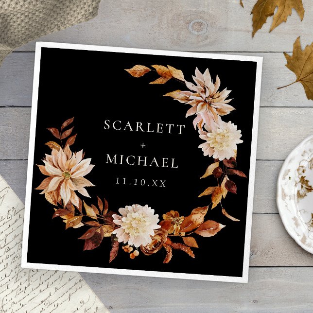 Guardanapo De Papel Casamento de Outono Preto (Black Fall Wedding Napkins
)