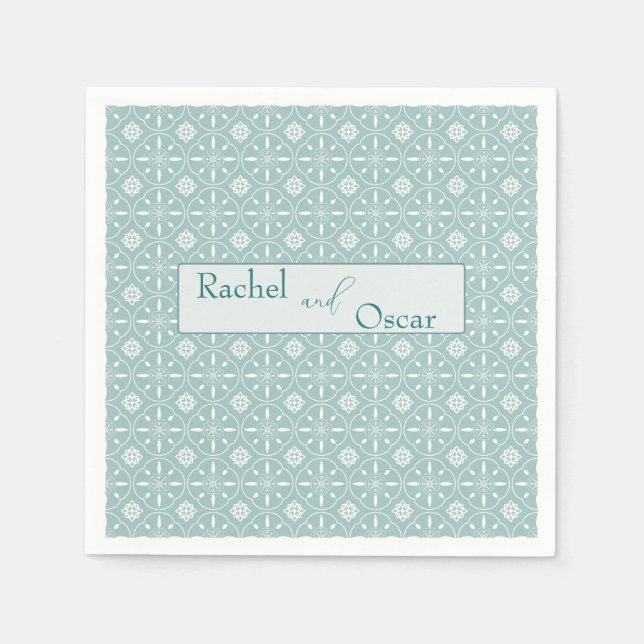Guardanapo De Papel Casamento de padrão azul Pastel (Frente)
