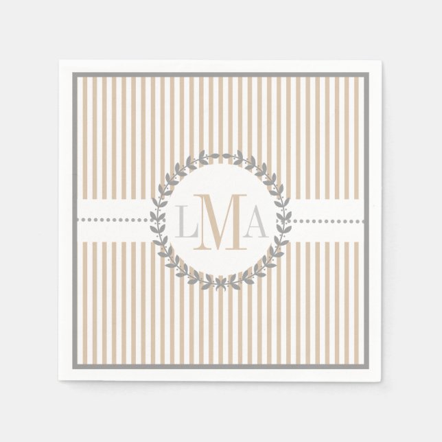 Guardanapo De Papel Casamento de padrão listrado branco (Frente)