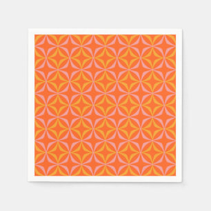 Guardanapo De Papel Casamento de Padrão Retroativo Laranja e Amarelo