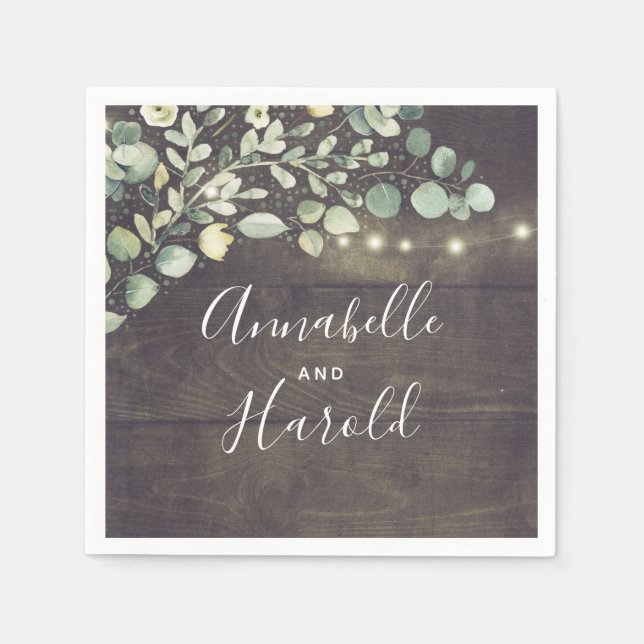 Guardanapo De Papel Casamento de País Russo com Verde Botânico (Frente)