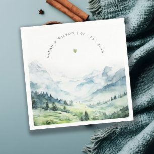 Guardanapo De Papel Casamento de Paisagem de Montanha de Neve Molhada