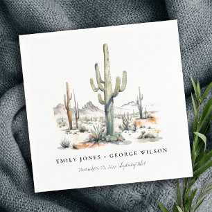 Guardanapo De Papel Casamento de Paisagem do Deserto do Boho Cactus Oc