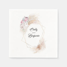 Guardanapo De Papel Casamento de Pampas Grass King Protea Floral Wreat